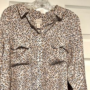 Chico’s blouse vintage keys pattern cream, black & golden yellow- size 16 (3)